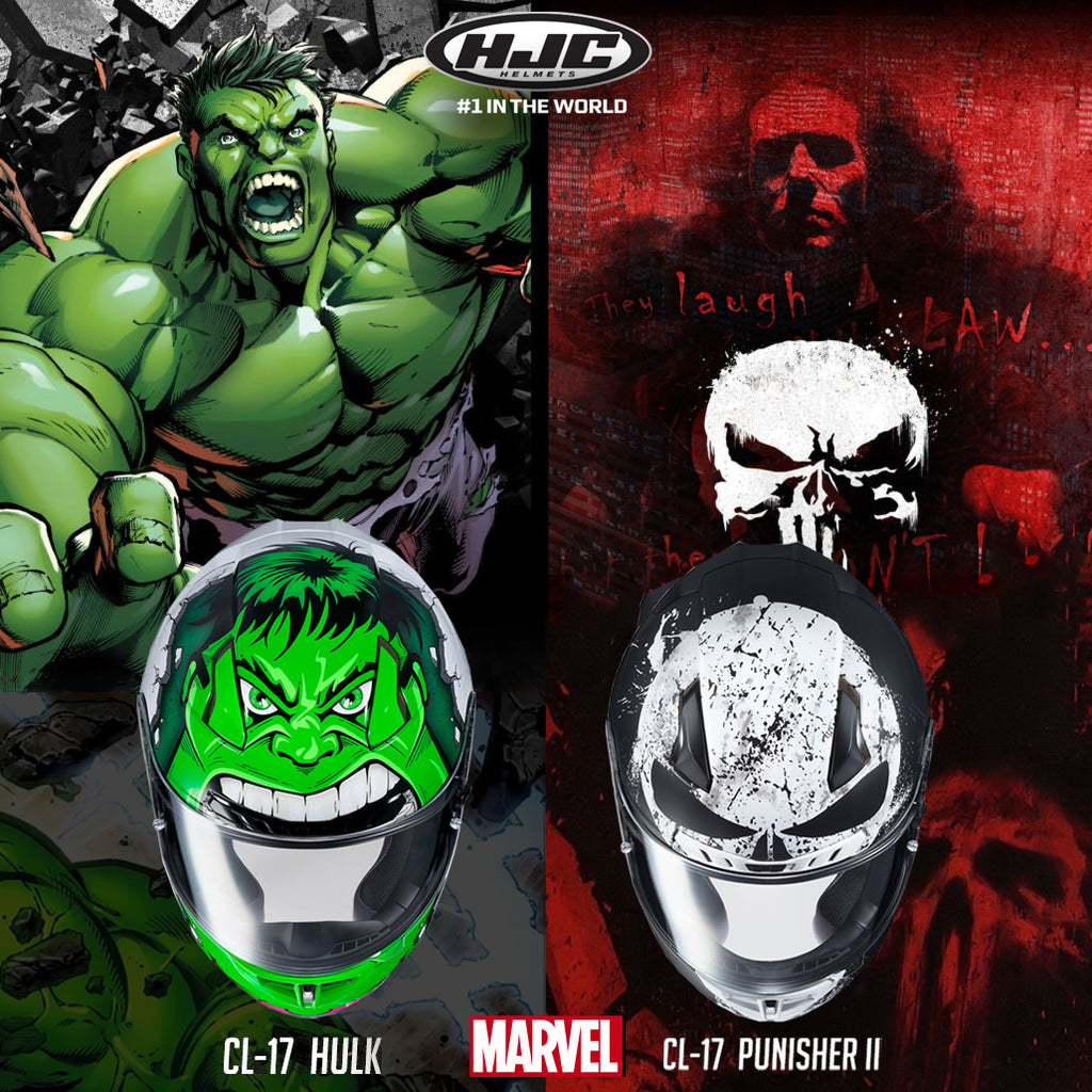 hjc cl 17 hulk helmet HJC 2018 Marvel CL-17 Hulk and Punisher II Street Motorcycle Helmets – Motorhelmets.com
