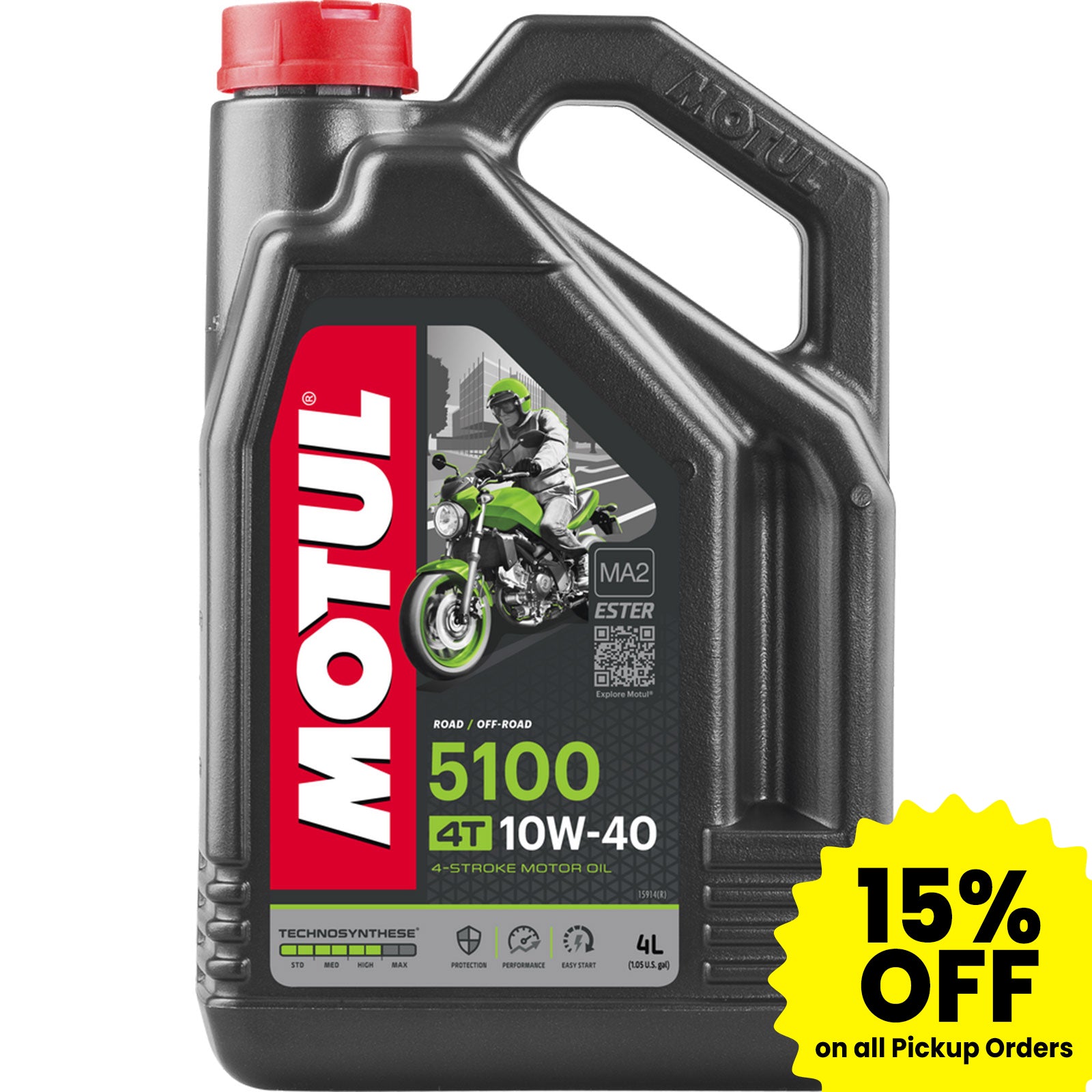 Motul 5100 10W-40 4T Ester Engine Oil Gallon Bottle-104068 Motul 5100 10W-40 4T Ester Engine Oil Gallon Bottle-104068