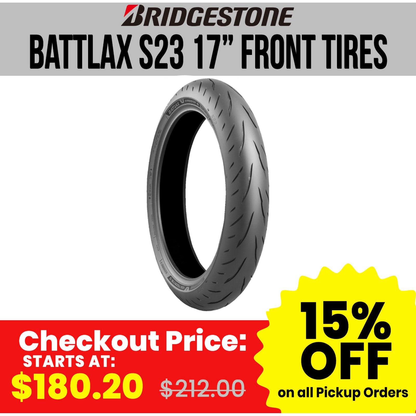 Bridgestone Battlax S23 17" Front Street Tires-S23 Bridgestone Battlax S23 17" Front Street Tires-S23