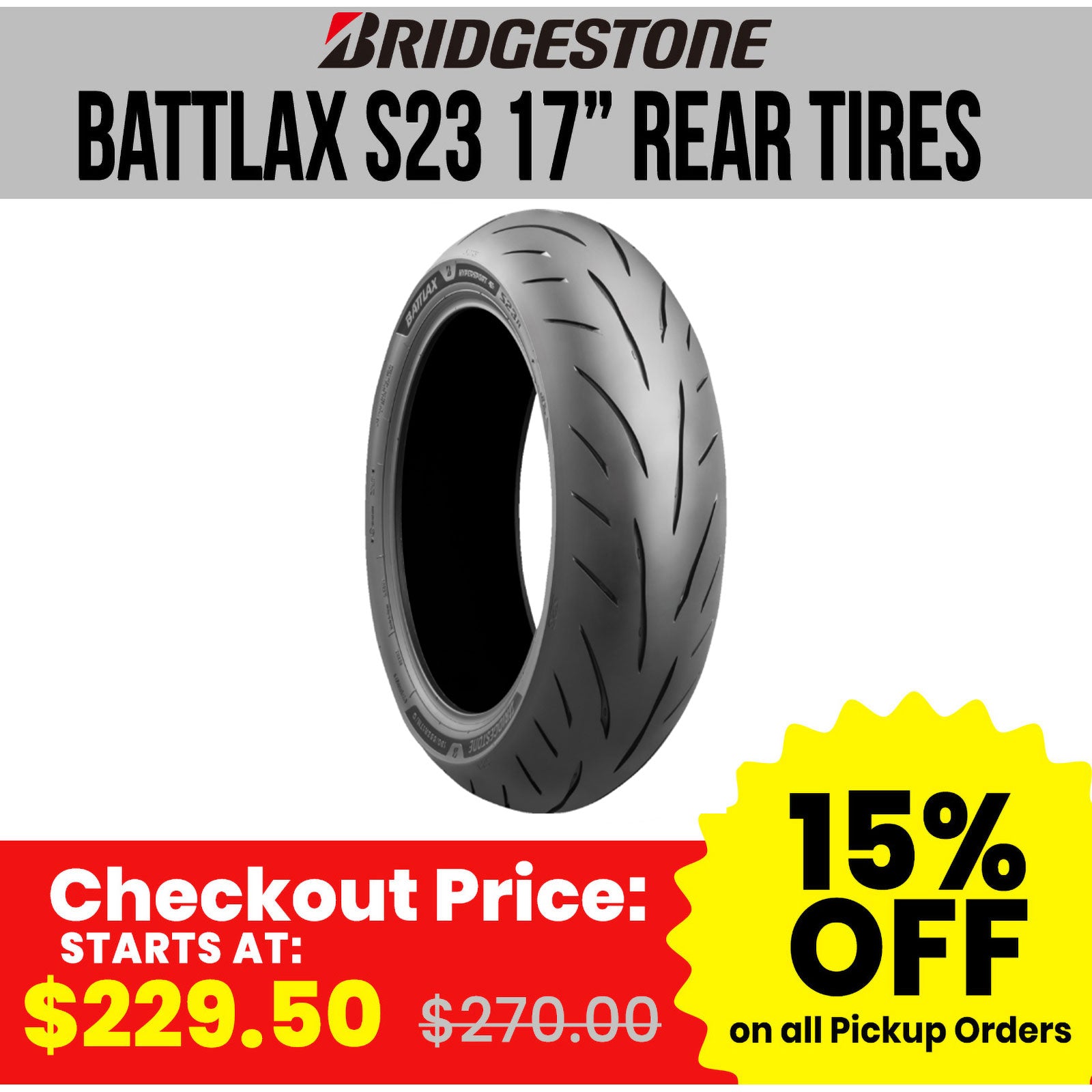 Bridgestone Battlax S23 17" Rear Street Tires-S23 Bridgestone Battlax S23 17" Rear Street Tires-S23