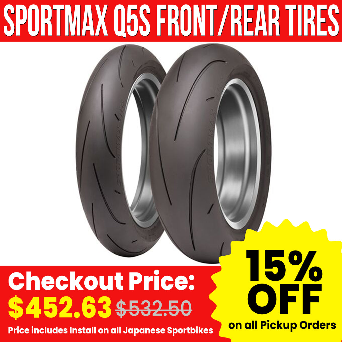 Dunlop Sportmax Q5S Sportbike Or Touring Tire Set-Q5S180SET Dunlop Sportmax Q5S Sportbike Or Touring Tire Set-Q5S180SET