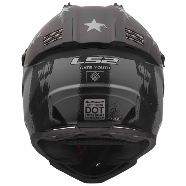 ls2 gate helmet LS2 Gate Youth Battle Scar Helmet Matte Gray/Black / Medium
