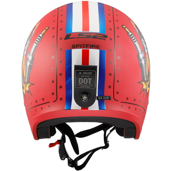 ls2 cafe racer helmet LS2 Spitfire Spark Helmet - Red