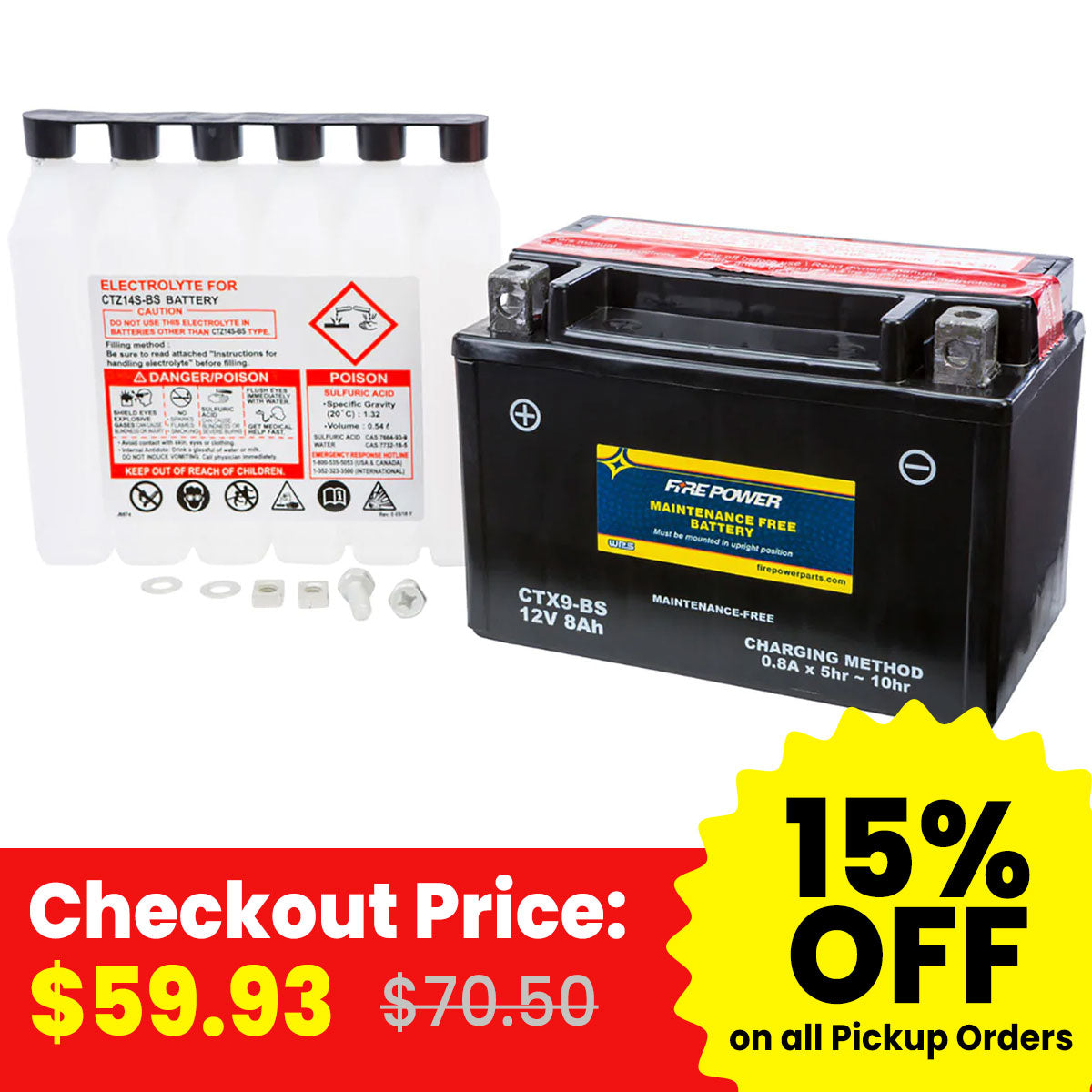 Fire Power CTX9-BS Maintenance Free Sealed Batteries-49-2269 Fire Power CTX9-BS Maintenance Free Sealed Batteries-49-2269