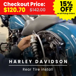 Motorcycle Harley Davidson Tire Install – Rear Tire install Only Service (at Location: Fullerton CA)