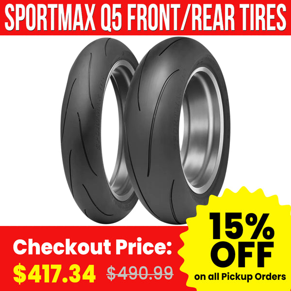 パーツ DUNLOP sportsMAX Q5 110/70R17 140/70R17 Dunlop Sportmax Q5 110/70-17 & 140/70-17 Front & Rear