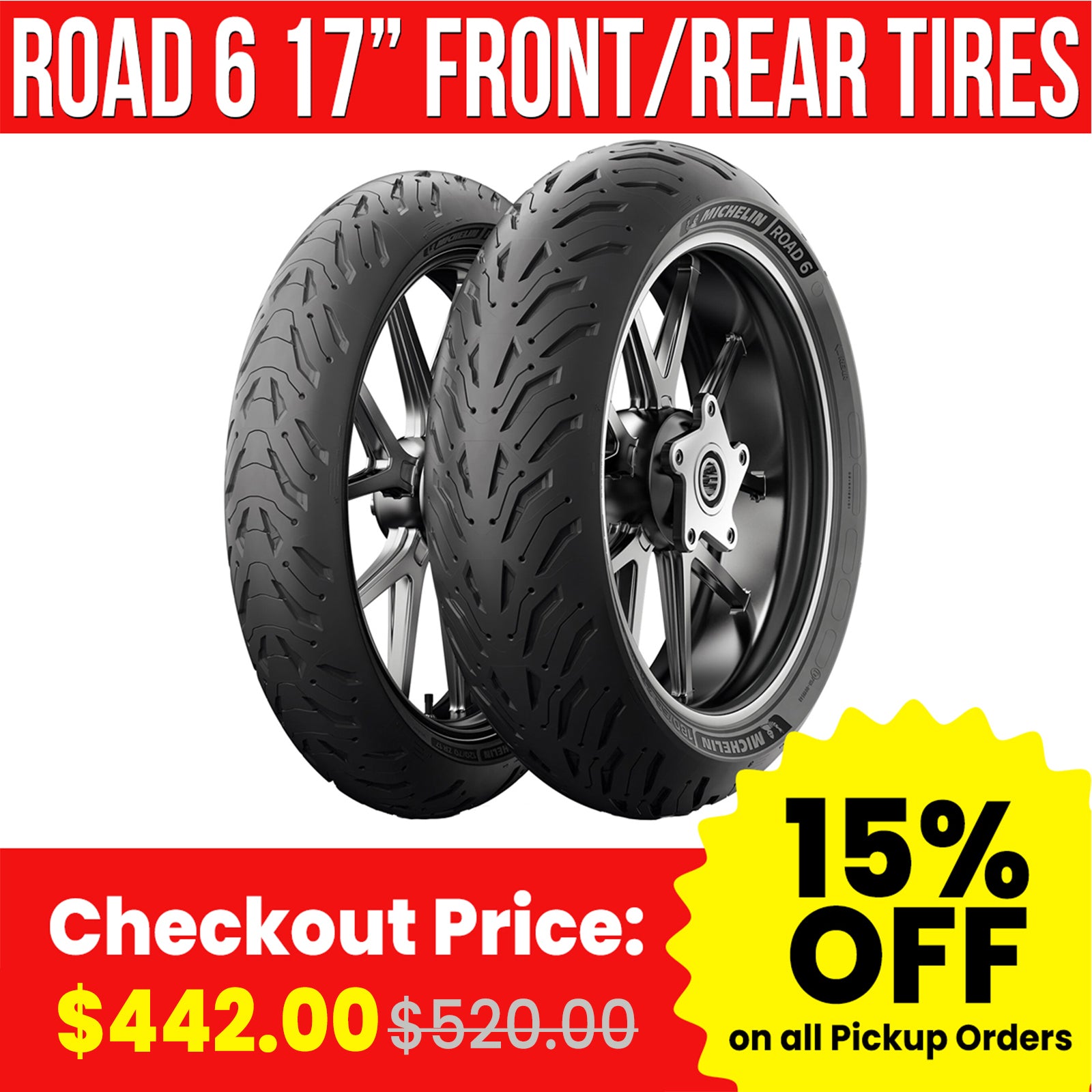 Michelin Road 6 17" Set Front / Rear Street Tires-PR6180SET Michelin Road 6 17" Set Front / Rear Street Tires-PR6180SET