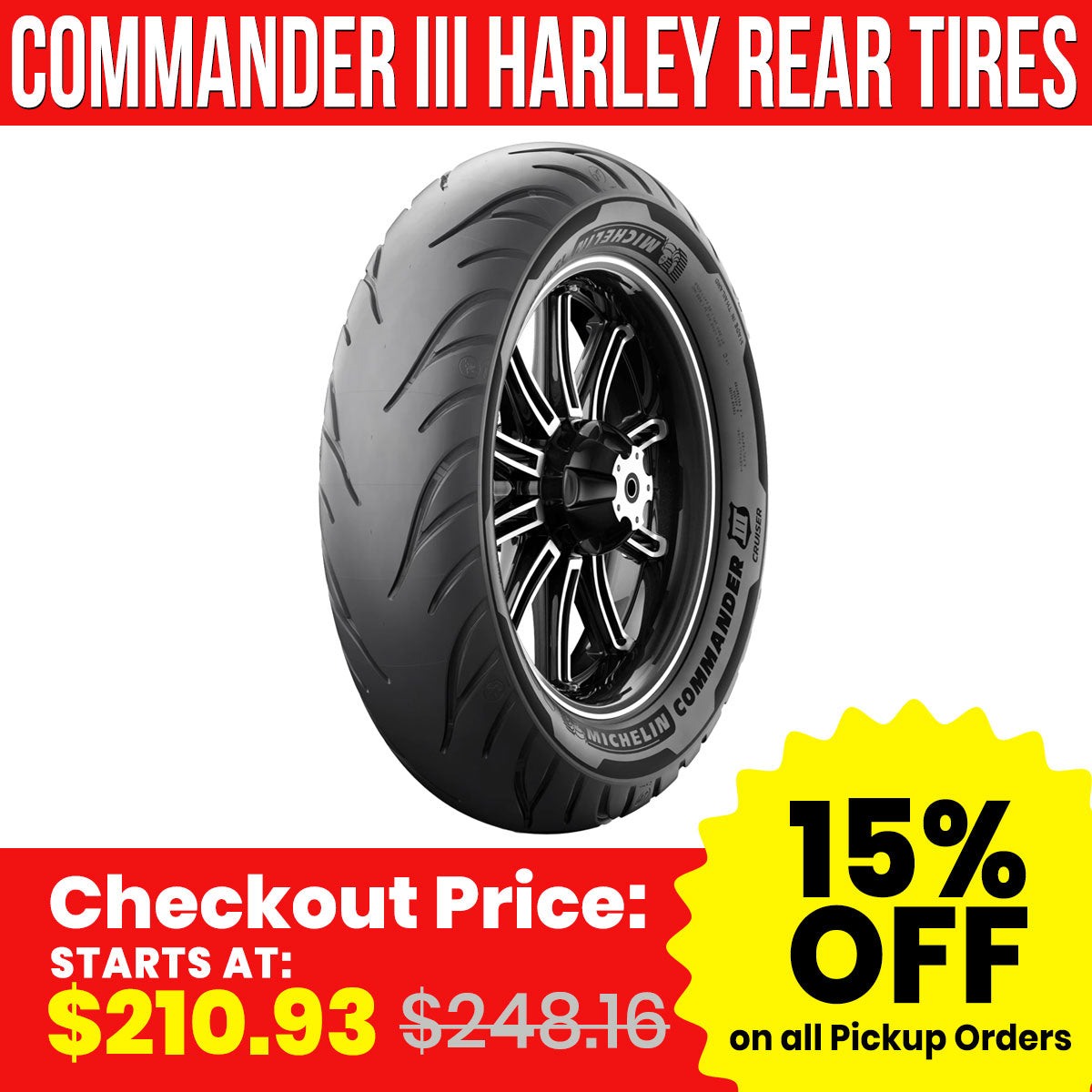 Michelin Commander III Harley Davidson and Metric Cruiser Rear Tires-87-93749  Michelin Commander III Harley Davidson and Metric Cruiser Rear Tires-87-93749