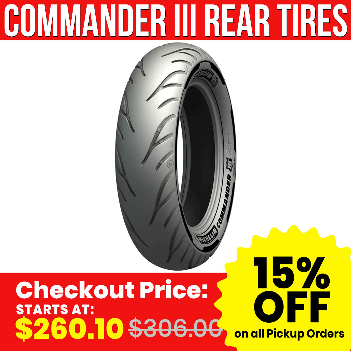 Michelin Commander III Rear Cruiser Tires-166366 Michelin Commander III Rear Cruiser Tires-166366