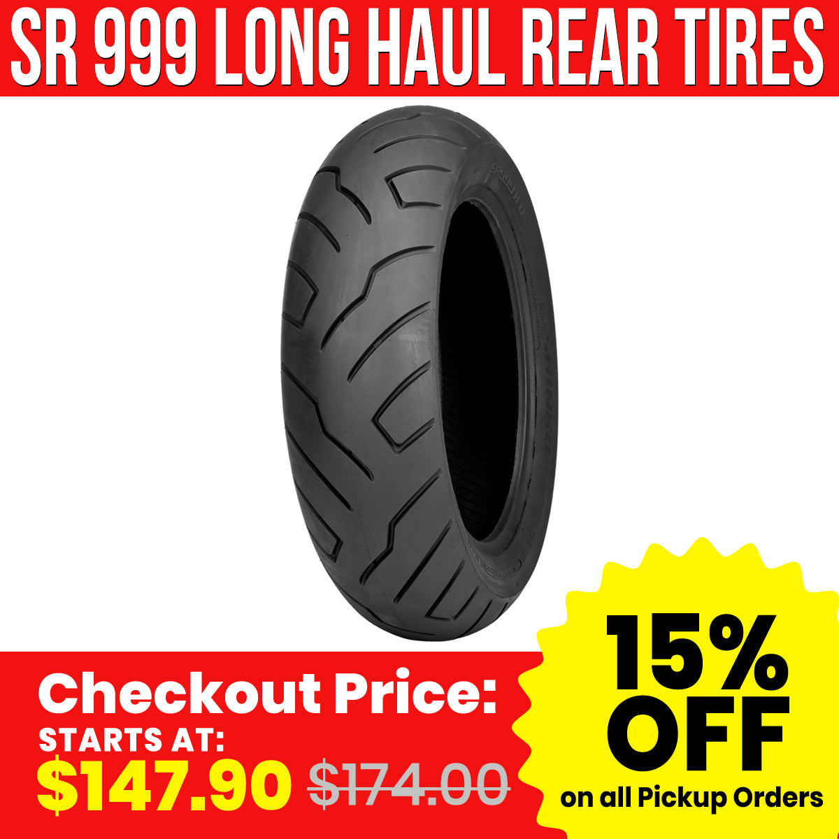 Shinko Rear SR 999 Long Haul Tires Harley Davidson or Metric Cruiser-87-4905