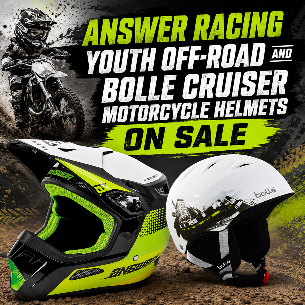 Answer Racing Youth Off-Road and Bolle Cruiser Motorcycle Helmets On Sale in Fullerton, Orange County & Los Angeles | In-Store Pick-Up Available