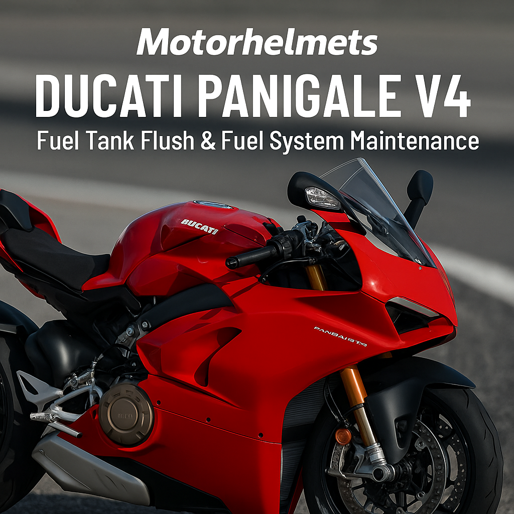 Ducati Panigale V4 Fuel Tank Flush & Fuel System Maintenance in Fullerton, Orange County & Los Angeles | Motorhelmets