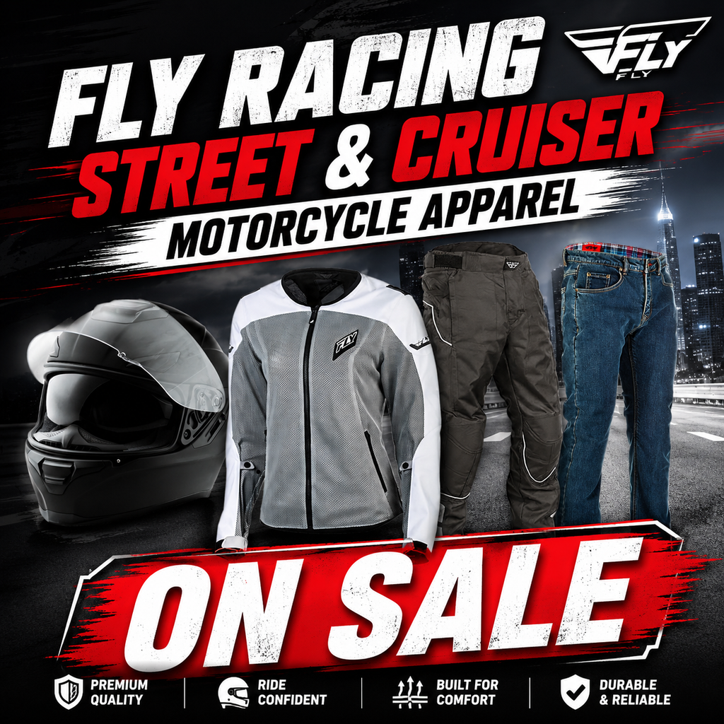 Fly Racing Street & Cruiser Motorcycle Apparel On Sale in Fullerton, Orange County & Los Angeles | In-Store Pick-Up Available