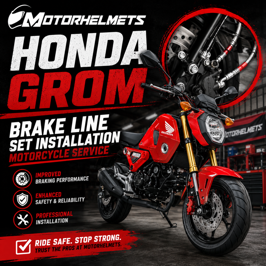 Honda Grom Brake Line Set Installation Motorcycle Service in Fullerton, Orange County & Los Angeles | Motorhelmets