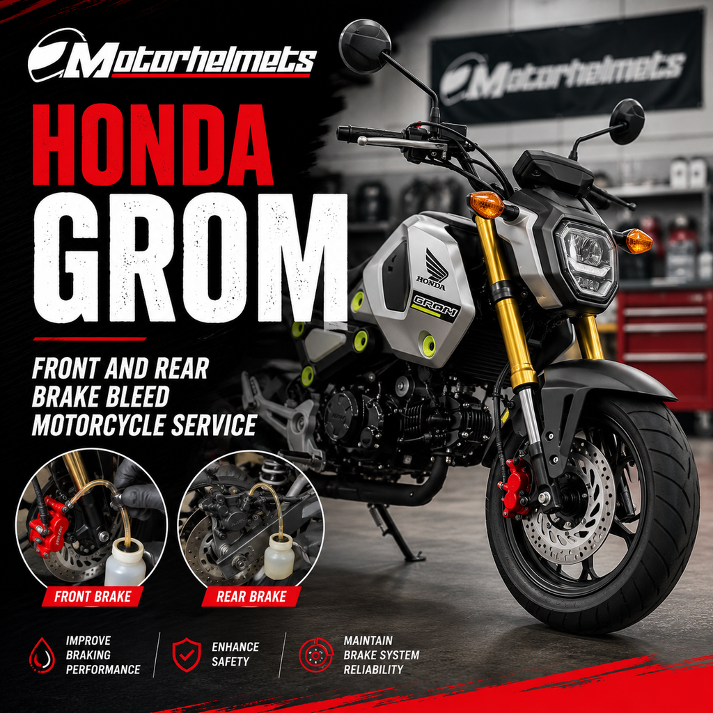 Honda Grom Front and Rear Brake Bleed Motorcycle Service in Fullerton, Orange County & Los Angeles | Motorhelmets