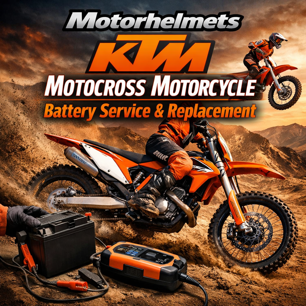 KTM Motocross Motorcycle Battery Service & Replacement in Fullerton, Orange County & Los Angeles | Motorhelmets
