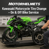 Kawasaki Motorcycle Tire Change – On & Off Bike Service in Fullerton, Orange County & Los Angeles | Motorhelmets