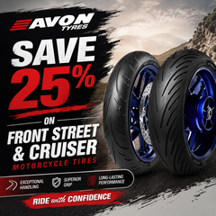 Save 25% on Avon Front Street & Cruiser Motorcycle Tires | Fullerton, Orange County & Los Angeles | Motorhelmets