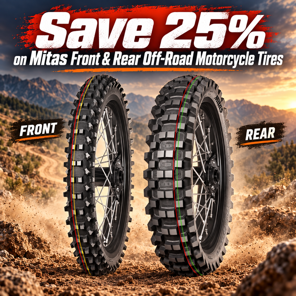 Save 25% on Mitas Front & Rear Off-Road Motorcycle Tires in Fullerton, Orange County & Los Angeles | Motorhelmets