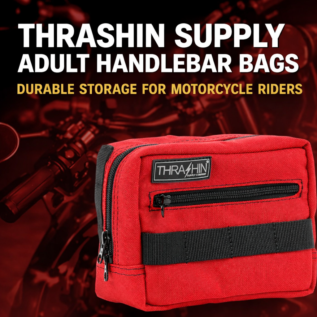 Thrashin Supply Adult Handlebar Bags – Durable Storage for Motorcycle Riders | Available Now in Fullerton, Orange County & Los Angeles