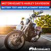 Harley Davidson Motorcycle Repair Battery Test and Replacement Services in Fullerton Orange County Los Angeles California / Motorhelmets