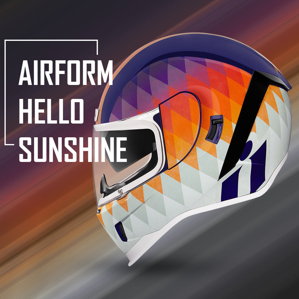 icon airform hello sunshine helmet Full Face Motorangutan Integral Motorcycle Helmet Double Visor