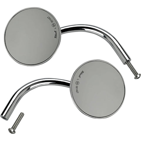 Biltwell Utility Round Side View Mirror Pair w/Perch Mount Motorcycle Accessories-0640