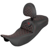 Saddlemen 2008-2024 FLHR, FLHT, FLHX & FLTR Ext. Reach Roadsofa Tri-Gripper Seat with Drivers Backrest Motorcycle Accessories
