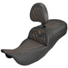Saddlemen 2008-2024 FLHR, FLHT, FLHX & FLTR Extended Reach Roadsofa CF LS Seat with Driver's Backrest Motorcycle Accessories