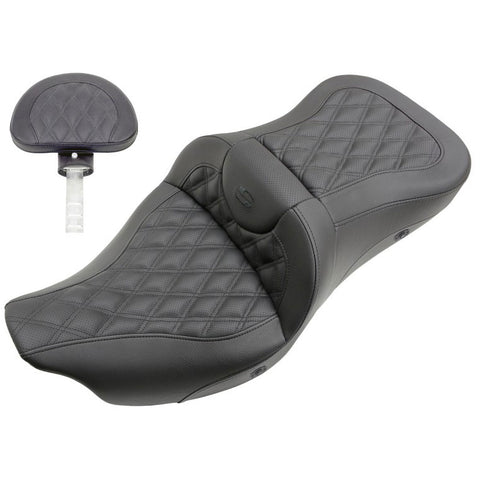 Saddlemen 2008-2023 FLHR, FLHT, FLHX & FLTR Heated Roadsofa LS Seat with Driver's Backrest Motorcycle Accessories-0801
