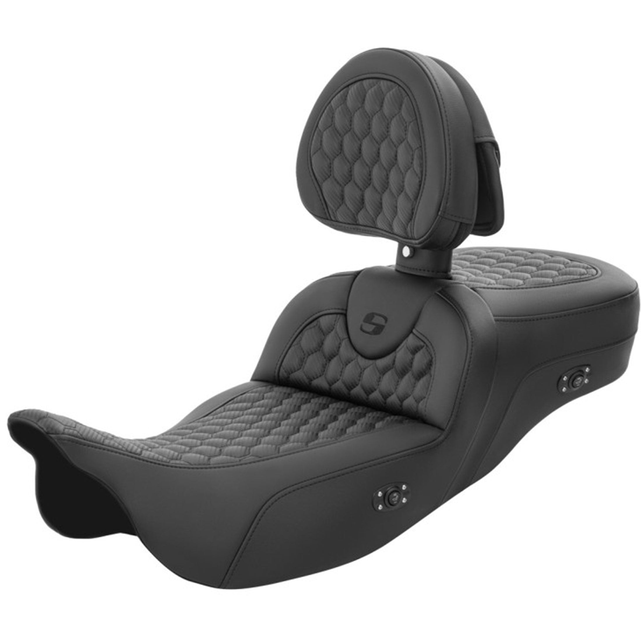 Saddlemen 2008-2024 FLHR, FLHT, FLHX & FLTR Extended Reach, Heated Roadsofa HC Seat w/Drivers Backrest Motorcycle Accessories-0801