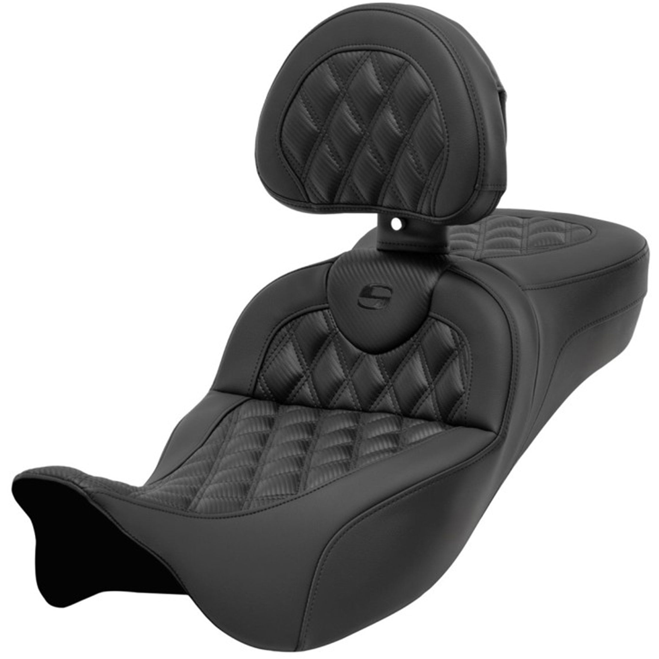 Saddlemen 2008-2024 FLHR, FLHT, FLHX & FLTR Extended Reach Roadsofa CF LS Seat with Driver's Backrest Motorcycle Accessories-0801