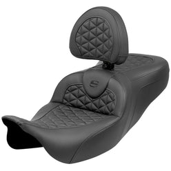 Saddlemen 2008-2024 FLHR, FLHT, FLHX & FLTR Extended Reach Roadsofa Tri-Gripper Seat with Drivers Backrest Motorcycle Accessories