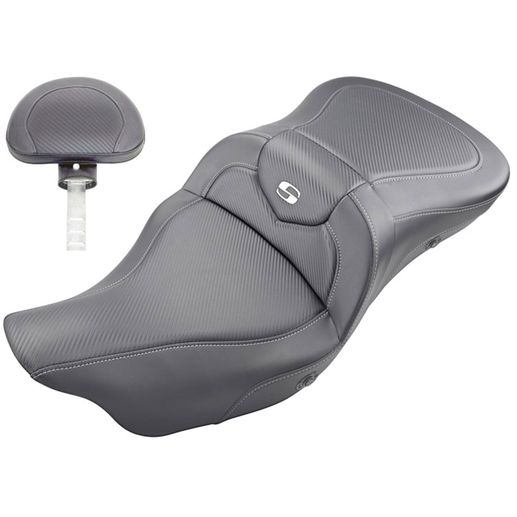 Saddlemen 2008-2024 FLHR, FLHT, FLHX & FLTR Heated Extended Reach Roadsofa CF Seat with Driver's Backrest Motorcycle Accessories-0801