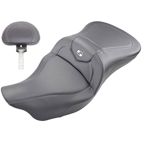 Saddlemen 2008-2024 FLHR, FLHT, FLHX & FLTR Roadsofa CF Seat with Driver's Backrest Motorcycle Accessories-0801