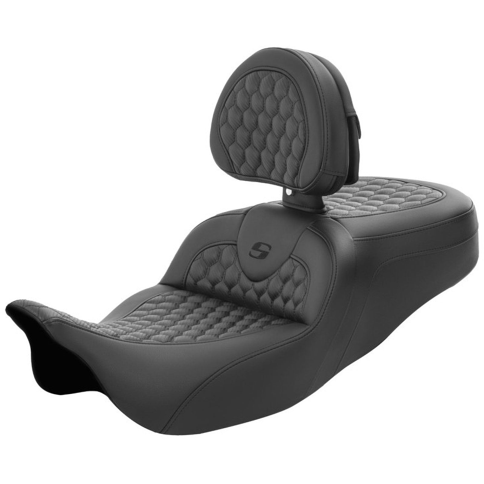 Saddlemen 2008-2024 FLHR, FLHT, FLHX & FLTR Roadsofa HC Black Stitching Seat with Drivers Backrest Motorcycle Accessories-0801