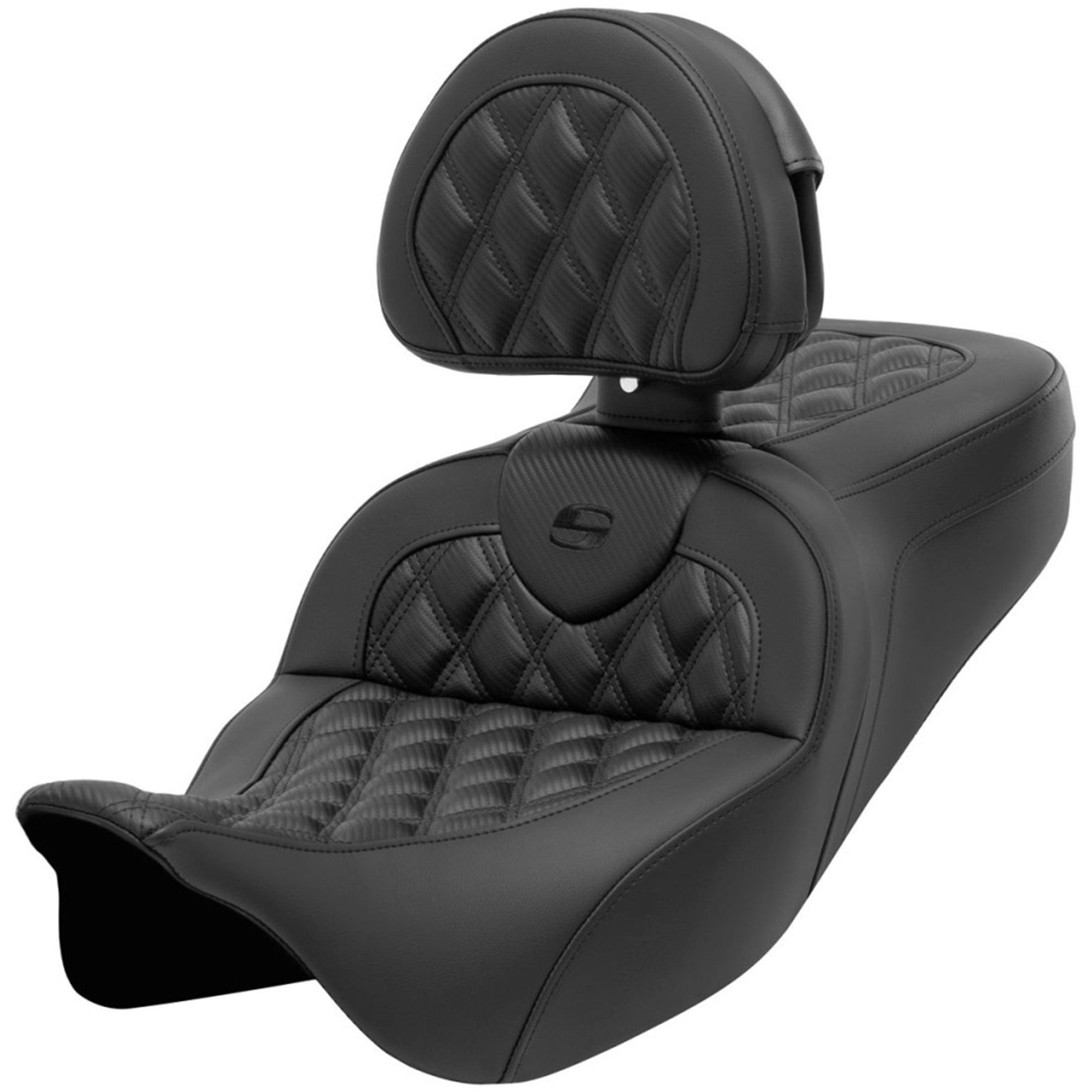Saddlemen 2008-2024 FLHR, FLHT, FLHX & FLTR Standard Reach Roadsofa CF LS Seat w/ Driver's Backrest Motorcycle Accessories-0801