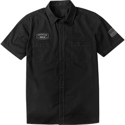 American Biker Sam Contrast Stitch Shop Men's Button Up Short-Sleeve Shirts
