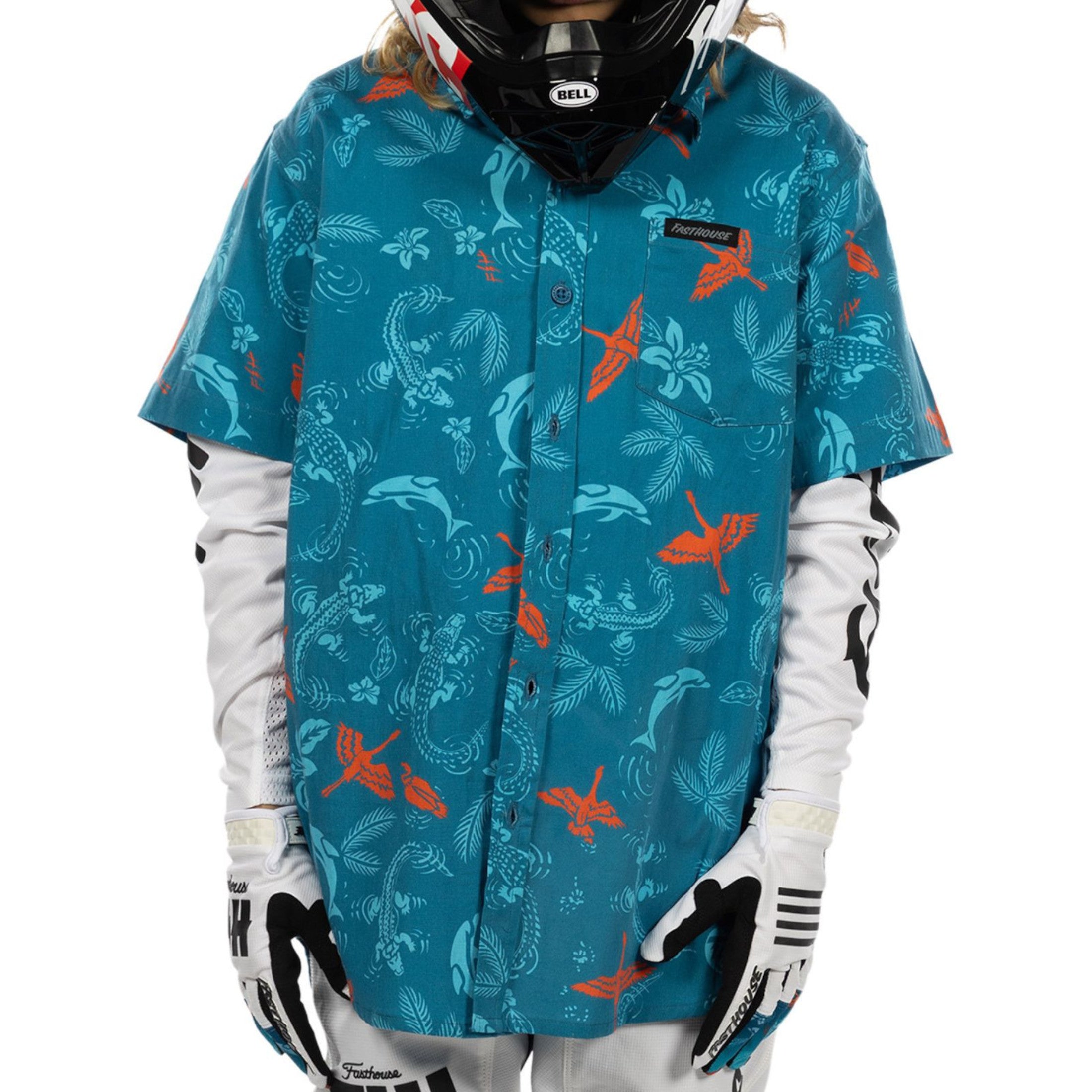 Fasthouse TB Island Hopper Hawaiian Youth Button Up Short-Sleeve Shirts-3415