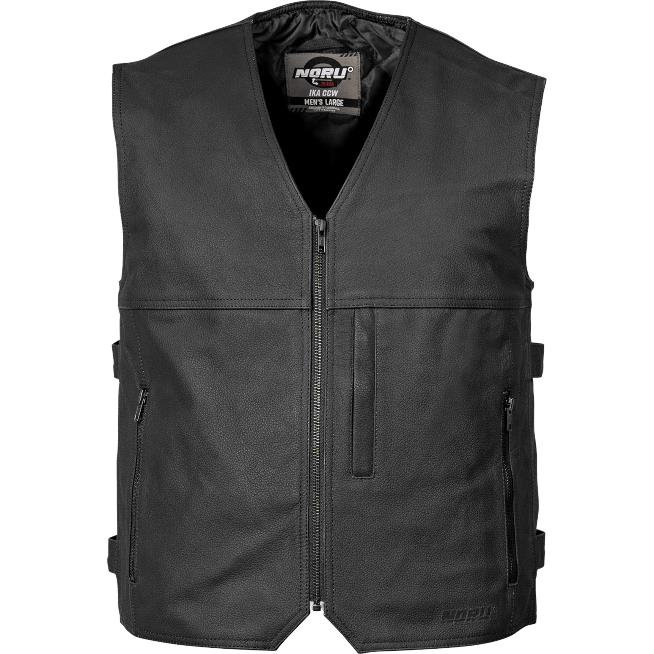 Noru Ika CCW Leather Men's Street Vests-7338
