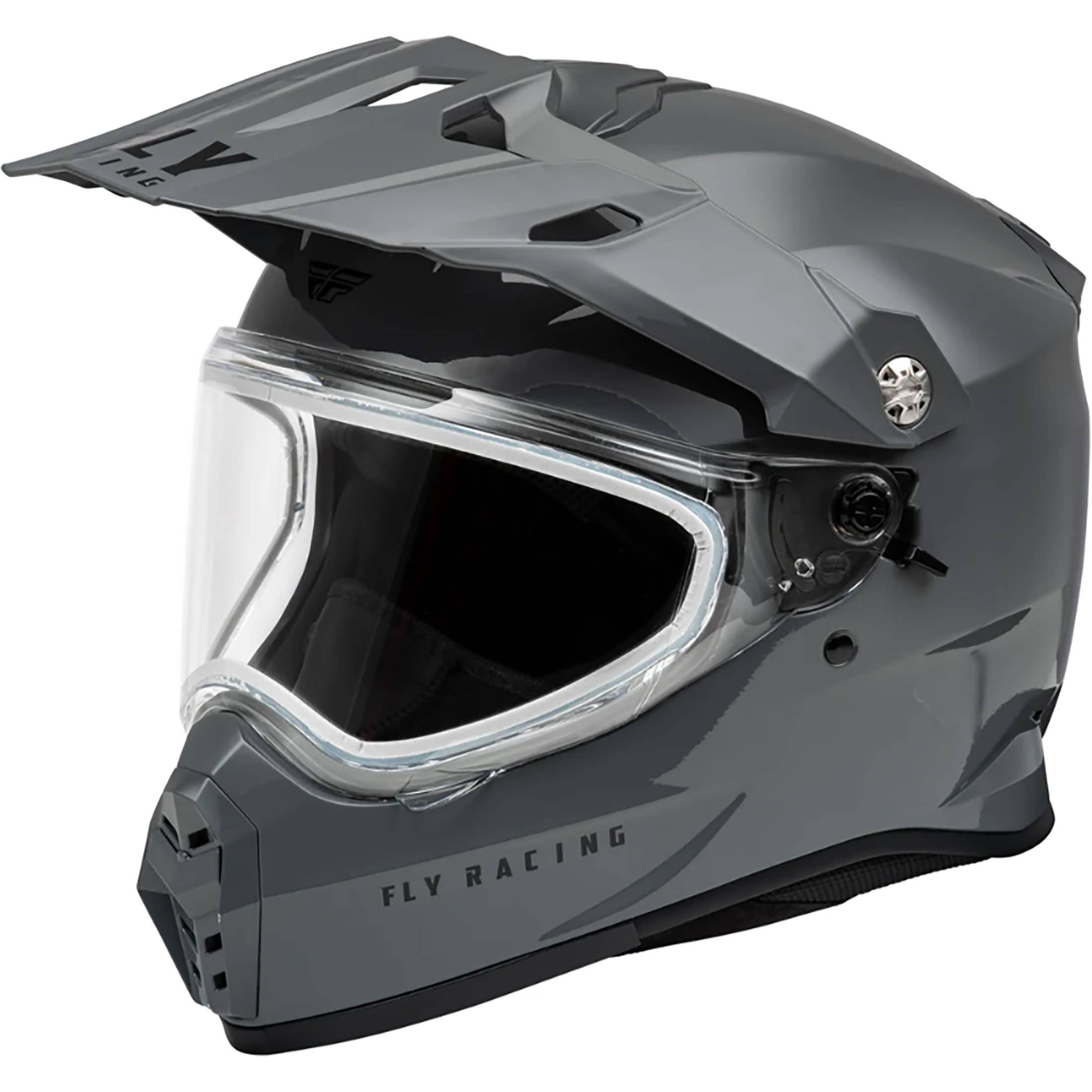 dual density motorcycle helmets Fly Racing Trekker Cw Solid Helmet Electric Shield - Grey