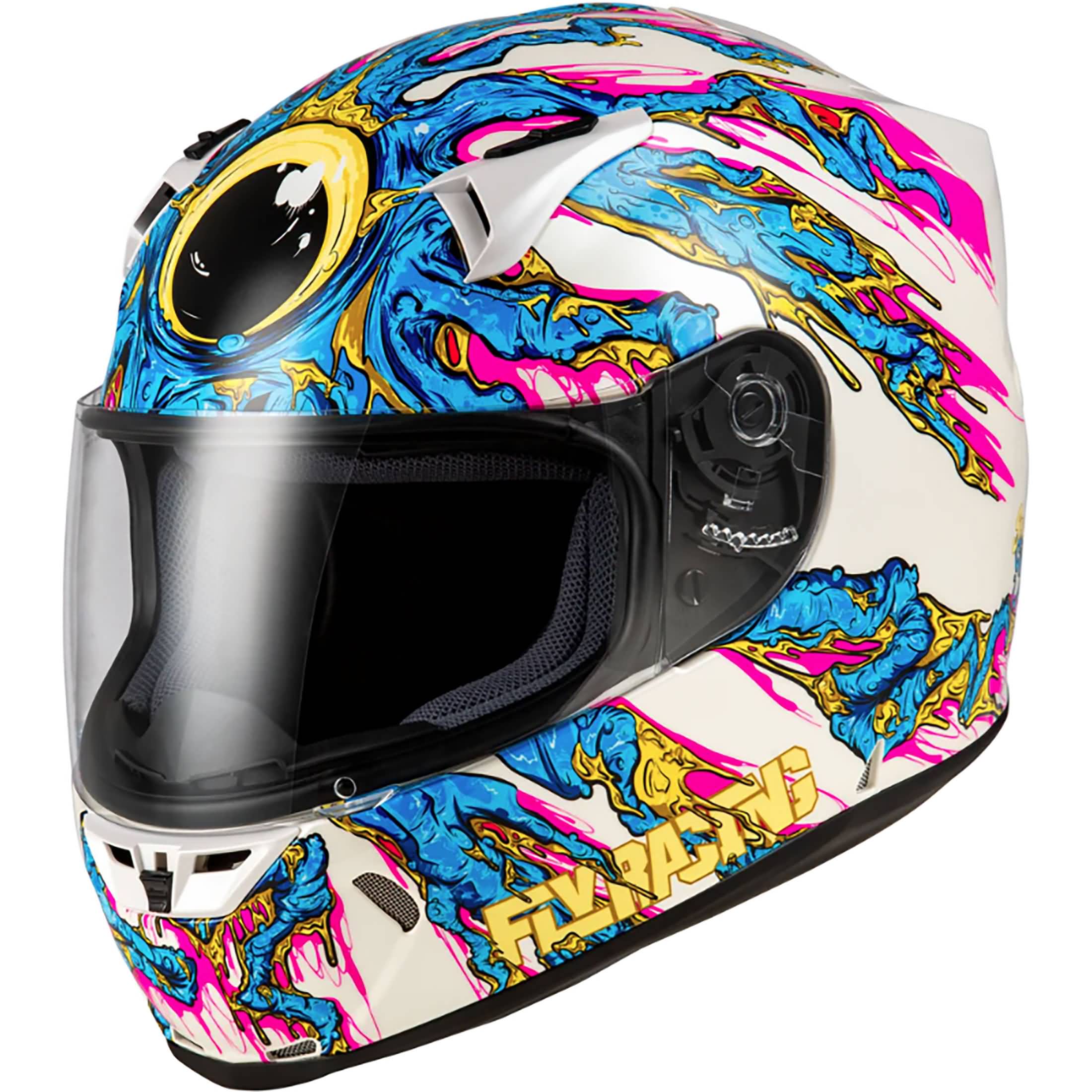 Fly Racing Revolt Space Creep Helmet Light Blue/White/Pink 2x Fly Racing Revolt Space Creep Helmet Light Blue/White/Pink 2x