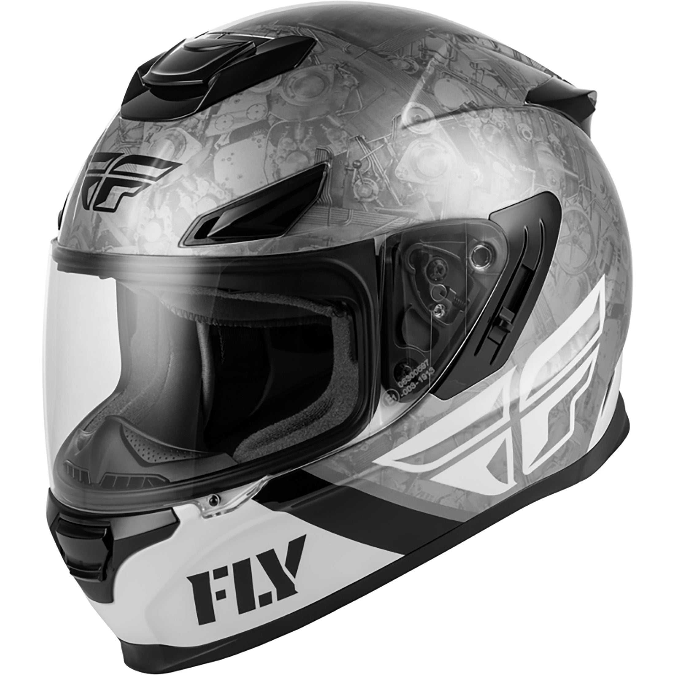 durable motorcycle helmets Fly Racing Sentinel Mech Helmet Black/White/Grey Sm
