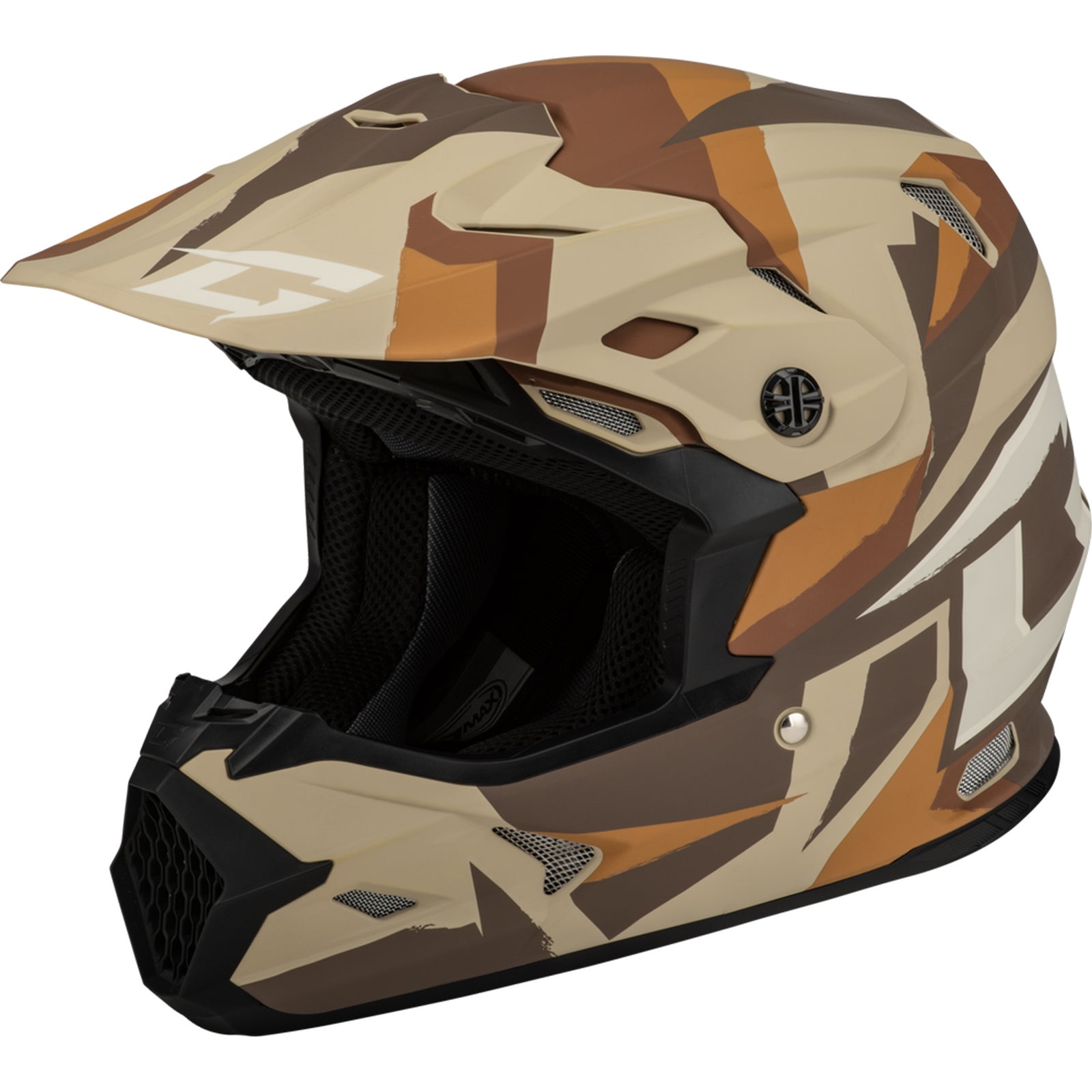 GMAX MX-96 Splinter Adult Off-Road Helmets Matte Brown Tan White Small