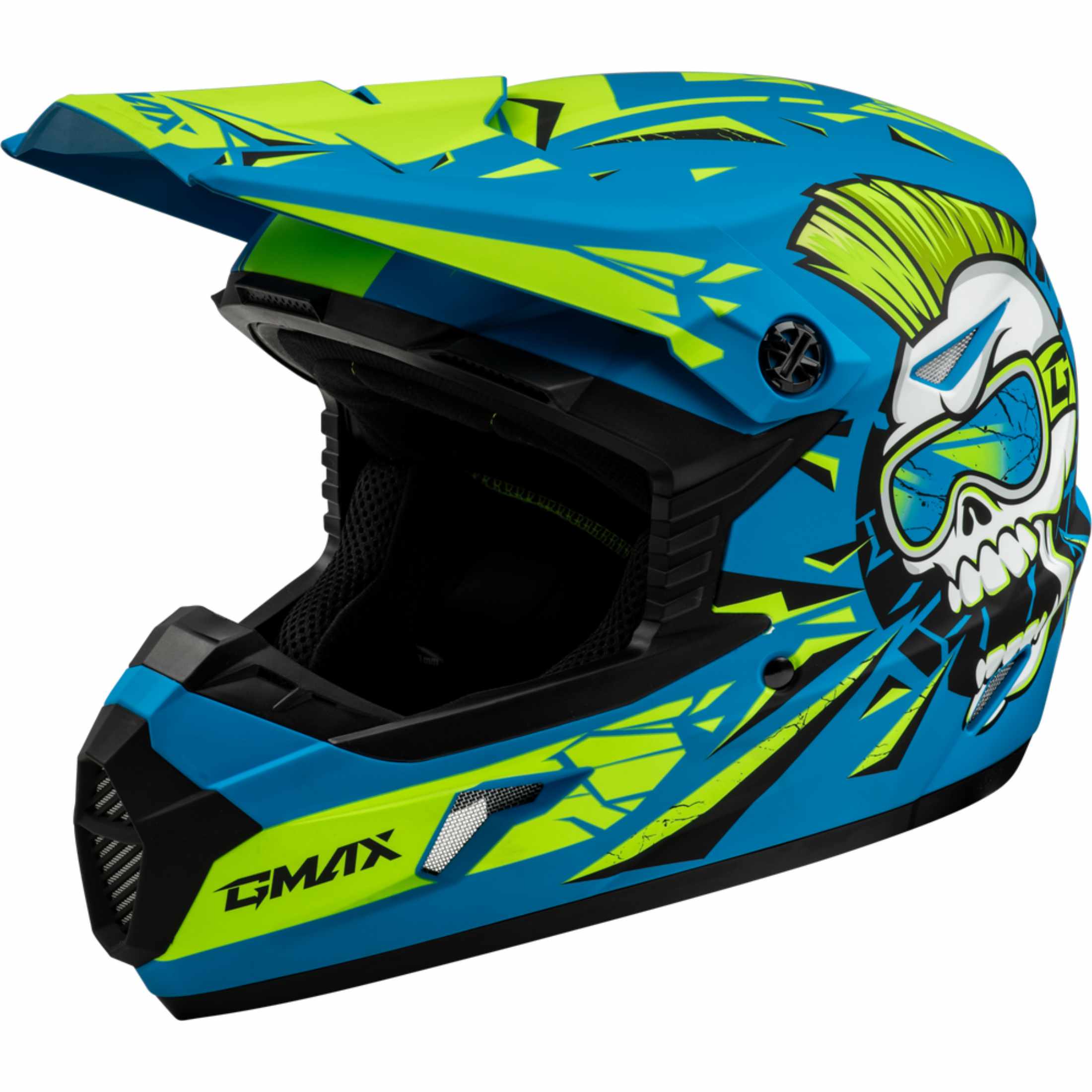 Gmax Youth MX-46Y Unstable Helmet Matte Blue/Green Ym D3465181