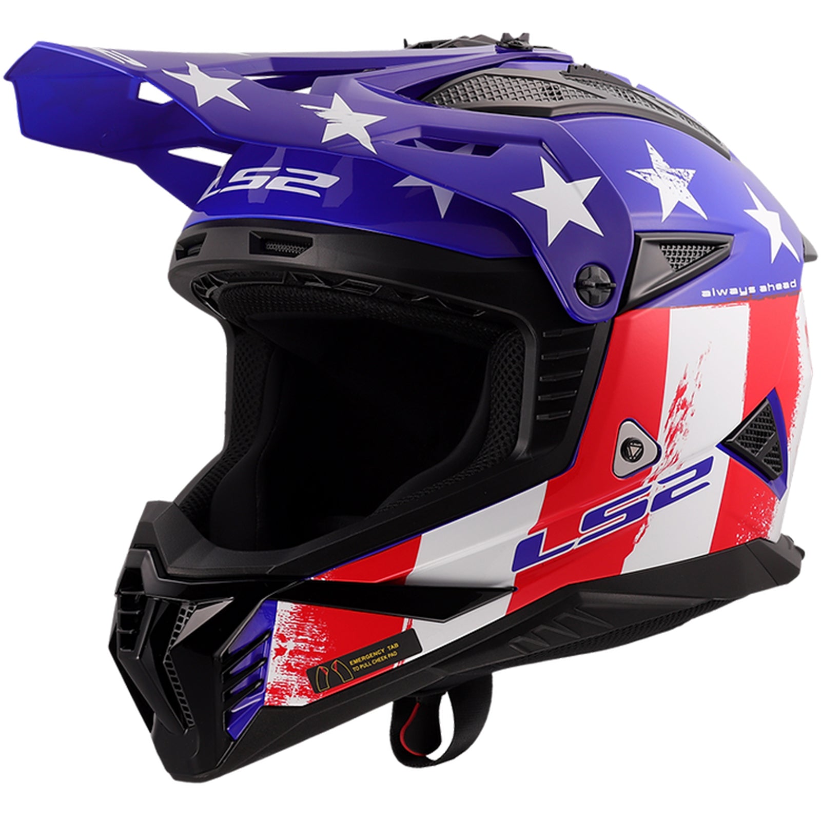 LS2 Gate II Battle Scar Adult Off-Road Helmets Gloss Red White Blue Medium