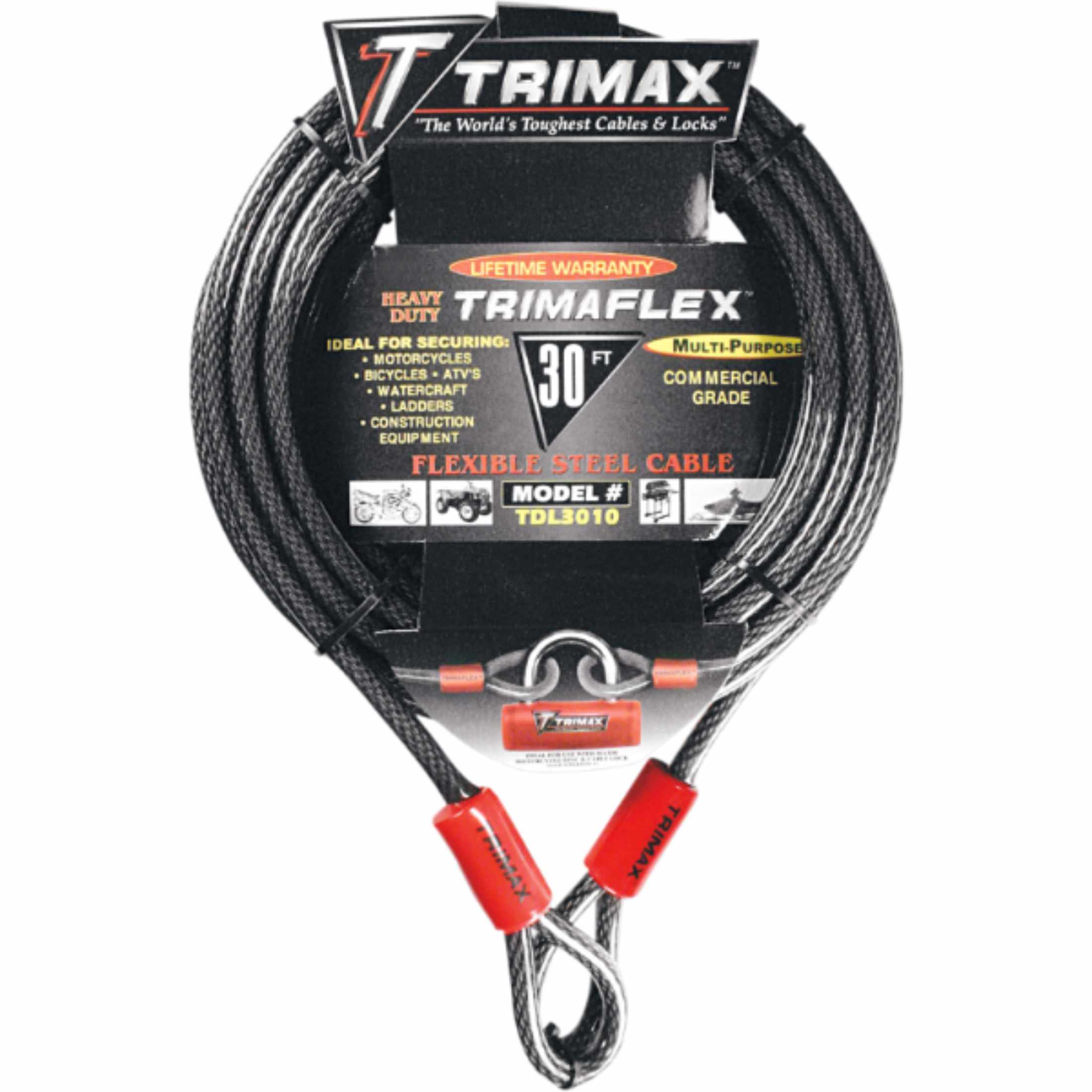 Trimax 30' Trimaflex™ Max Security Braided Dual Loop Cable Locks-4010