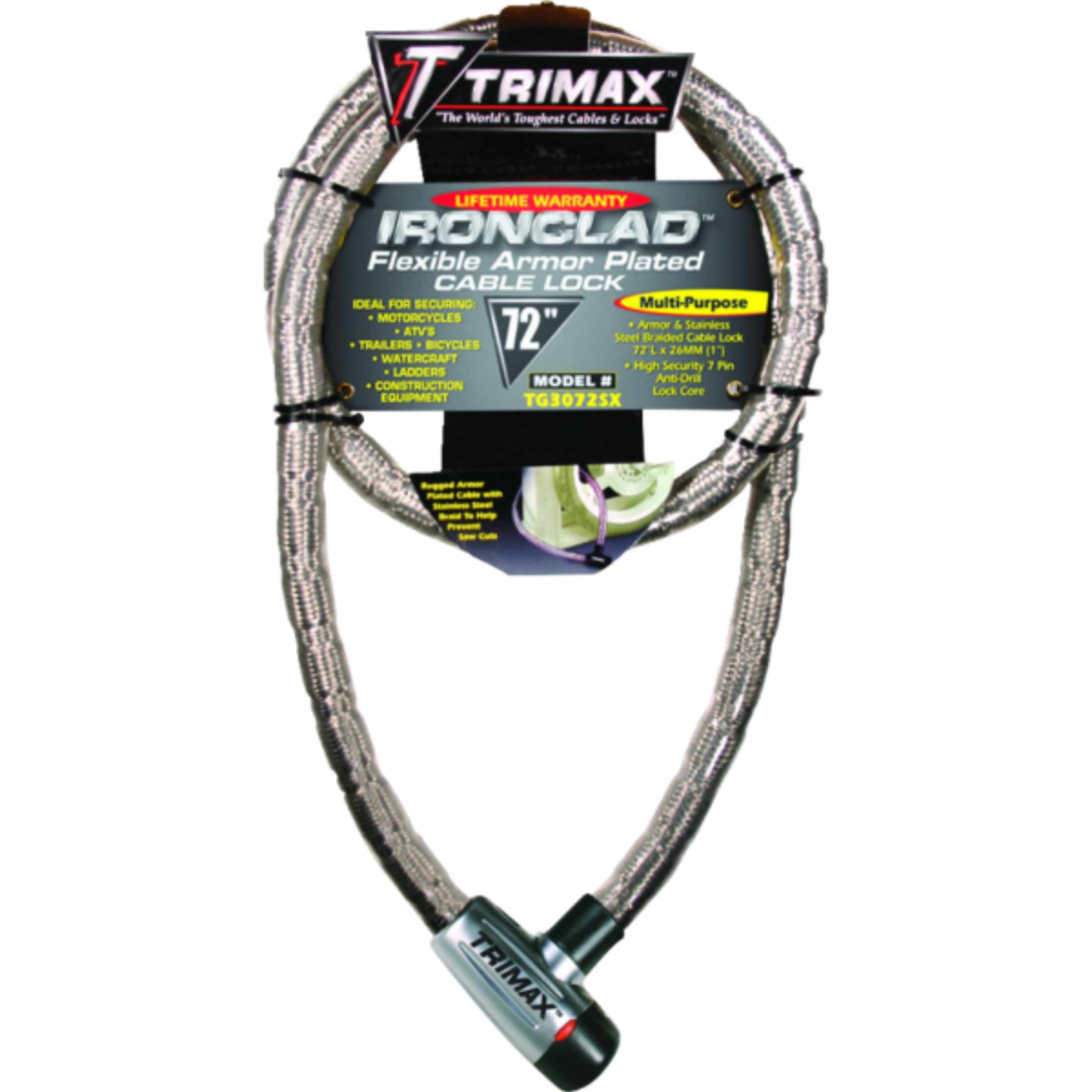 Trimax 72" Gladiator Series Armored Braided Cable Locks-4010