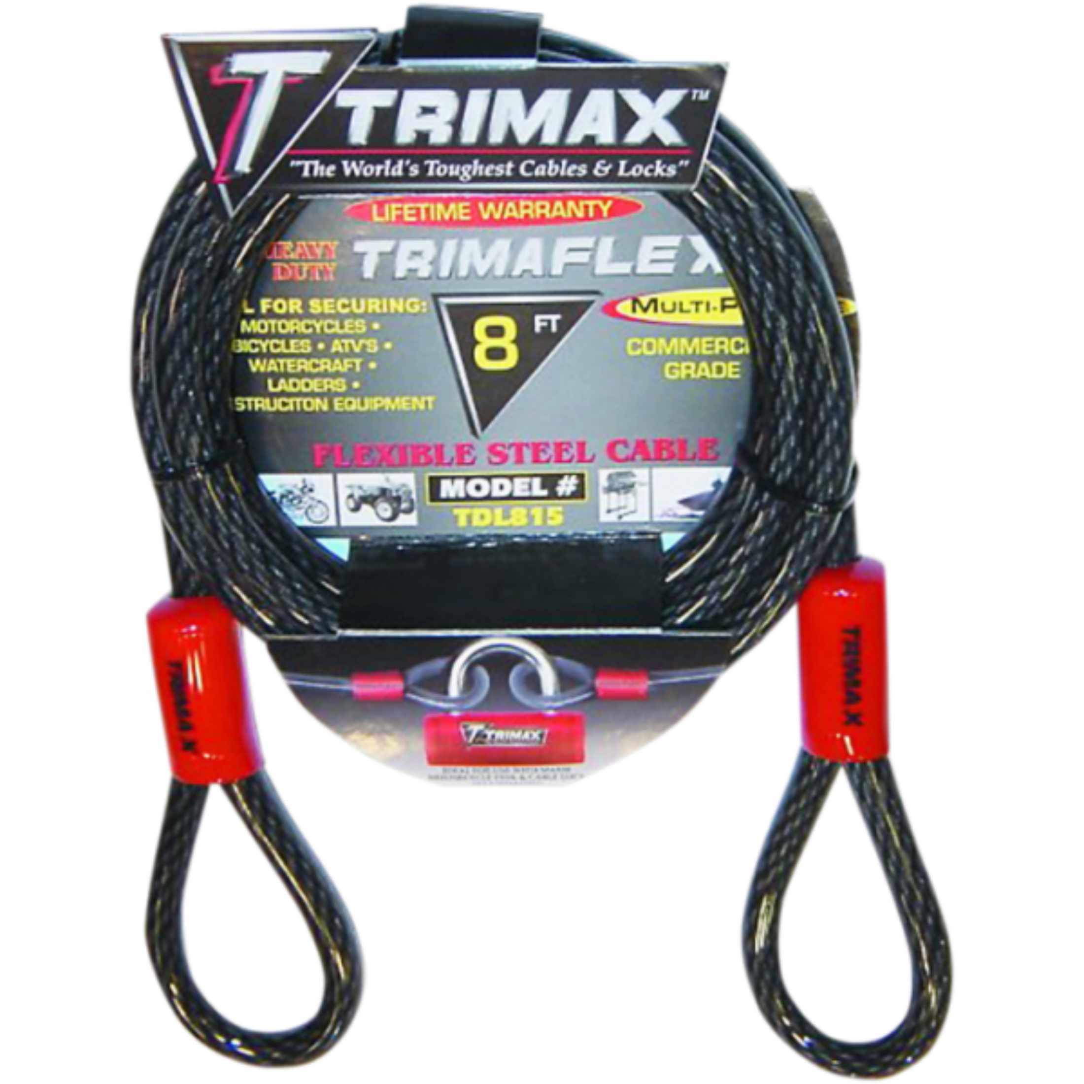 Trimax 8' Trimaflex™ Max Security Braided Dual Loop Cable Locks-4010