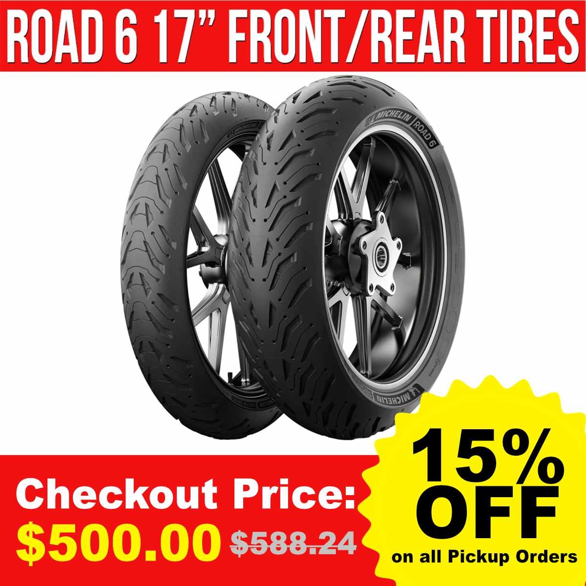 Michelin Road 6 17" Sportbike Or Touring Tire Set